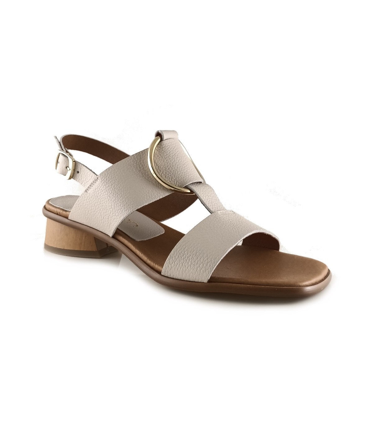 Sandalia en piel beig para mujer