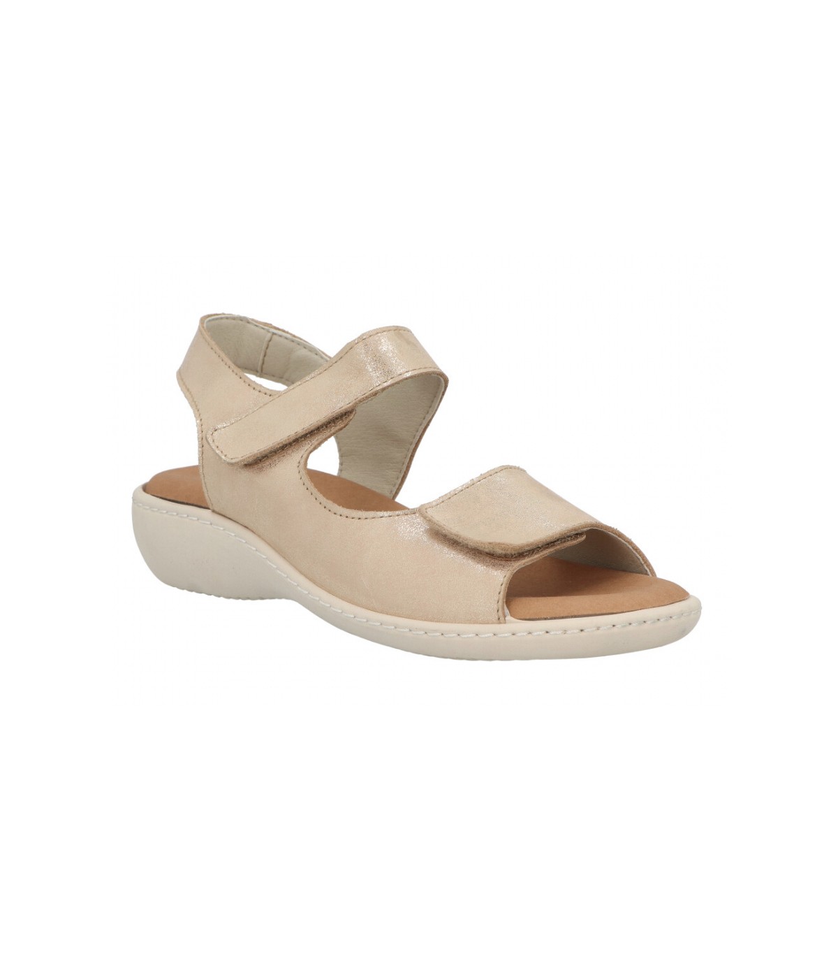 Sandalia para señora con velcros en color beige