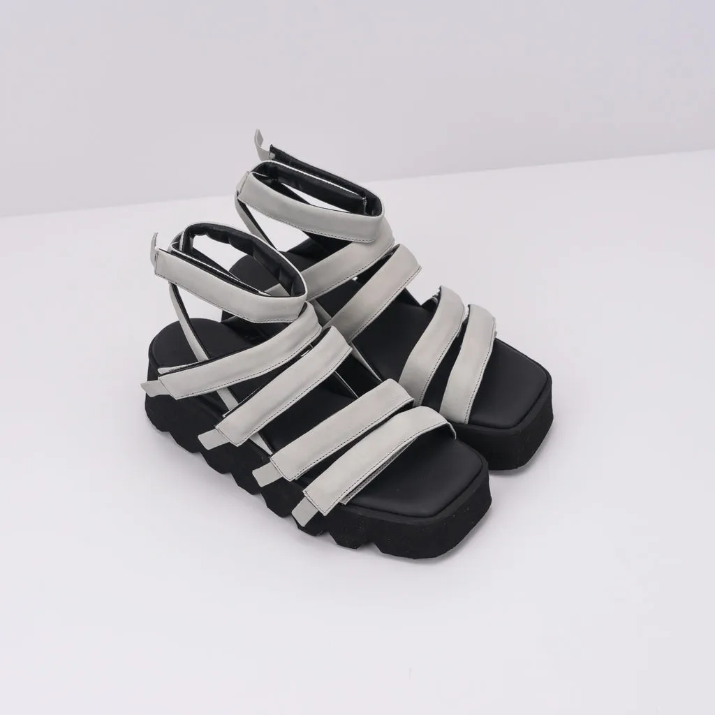 SANDALIA  PURO SECRET  HIGH 5 CALF LEATHER LIGHT GREY BLACK