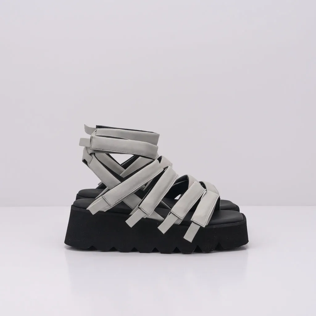 SANDALIA  PURO SECRET  HIGH 5 CALF LEATHER LIGHT GREY BLACK