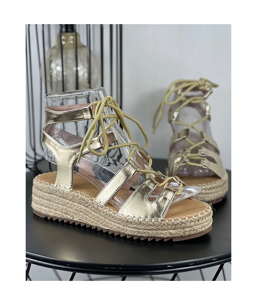 SANDALIA ROMANA CORDONES MUJER