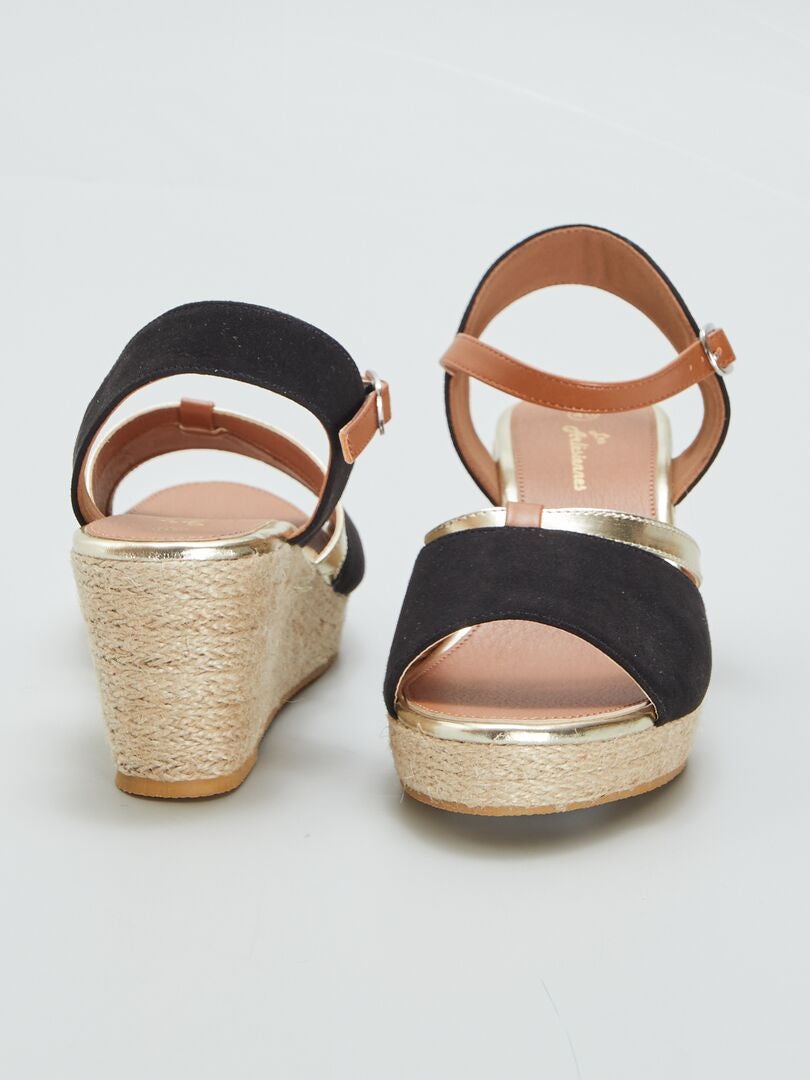 SANDALIAS CON CUñA  NEGRO