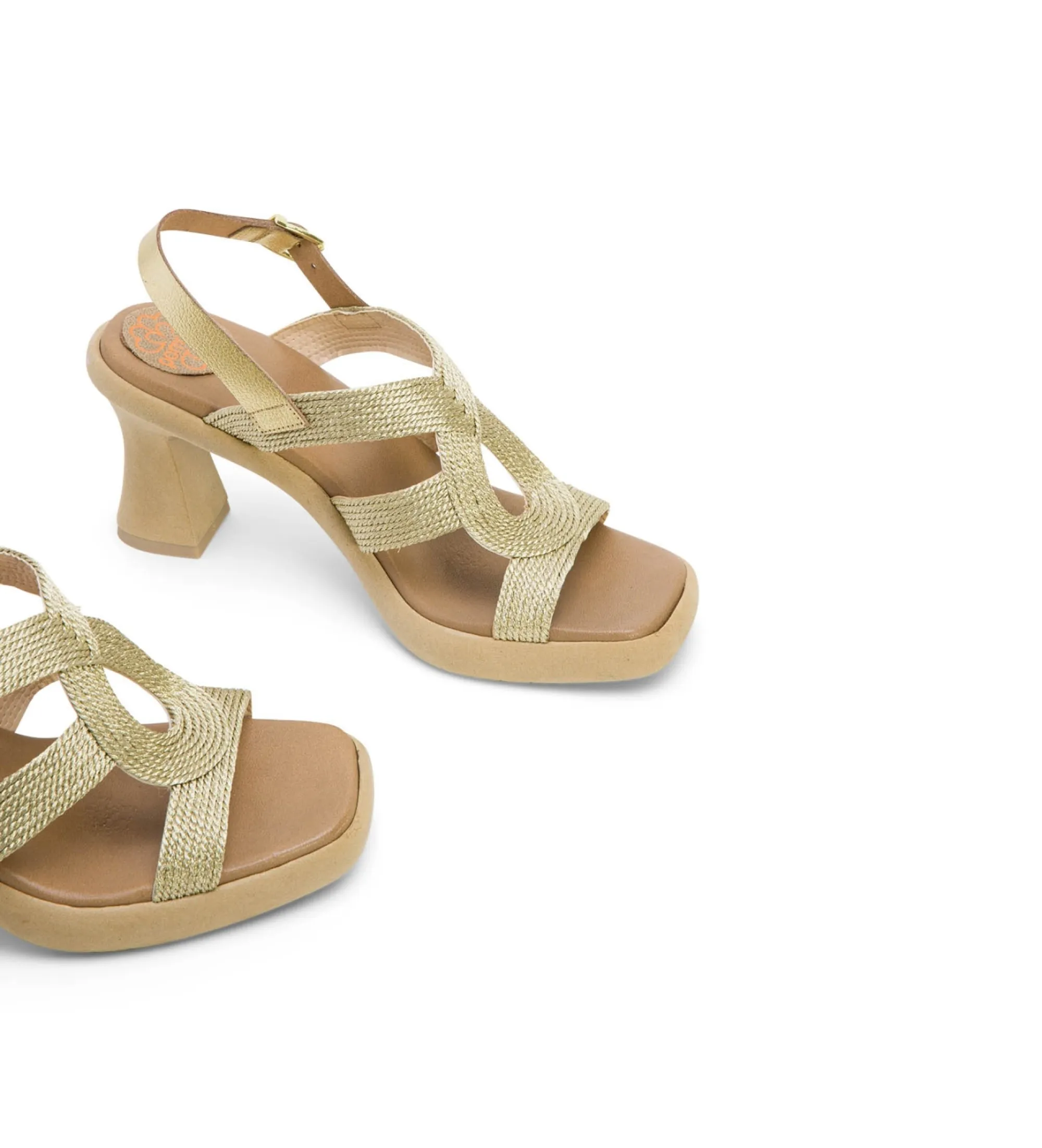 SANDALIAS DE PIEL LADA DORADO ALTURA TACóN 9CM