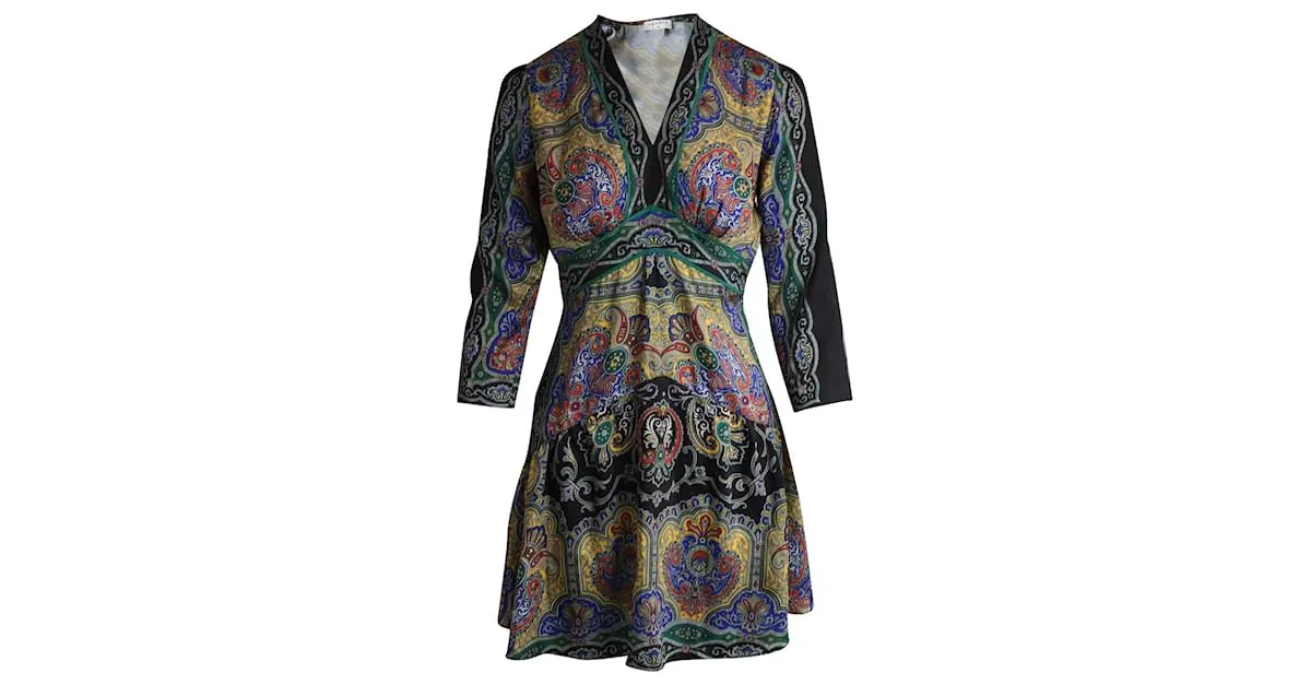 Sandro Rayan Minivestido estampado con cuello en V en poliéster multicolor Impresión de pitón 