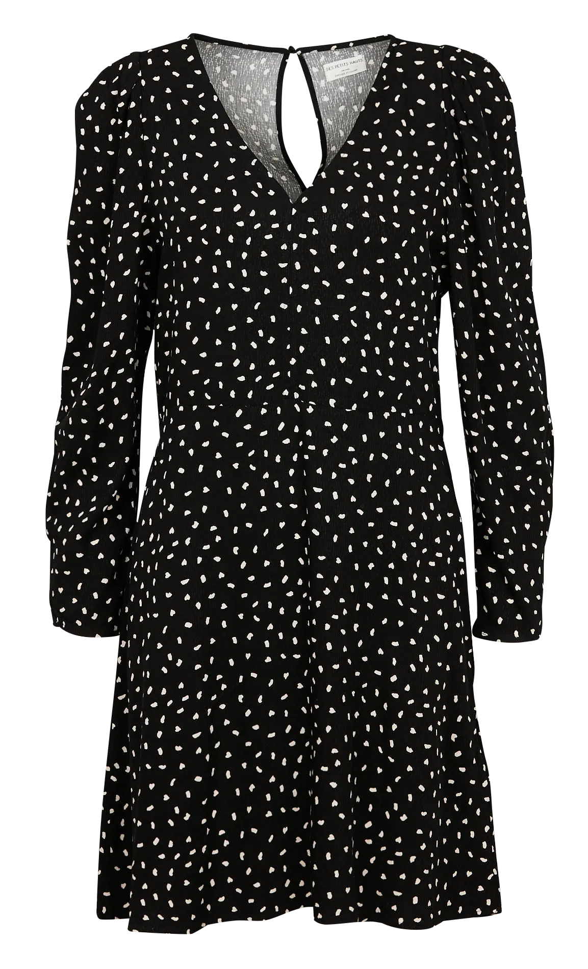 SANDY  ROBE COURTE COL V IMPRIMéE EN NEGRO