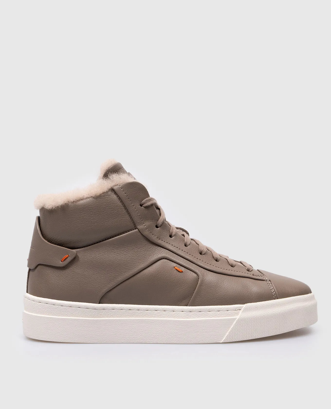 SANTONI BROWN LEATHER HIGHTOPS WITH FUR