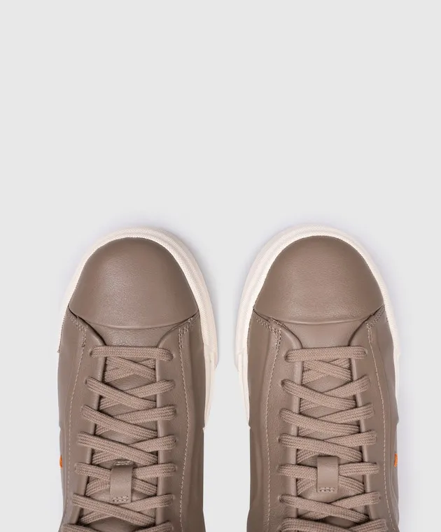 SANTONI BROWN LEATHER HIGHTOPS WITH FUR