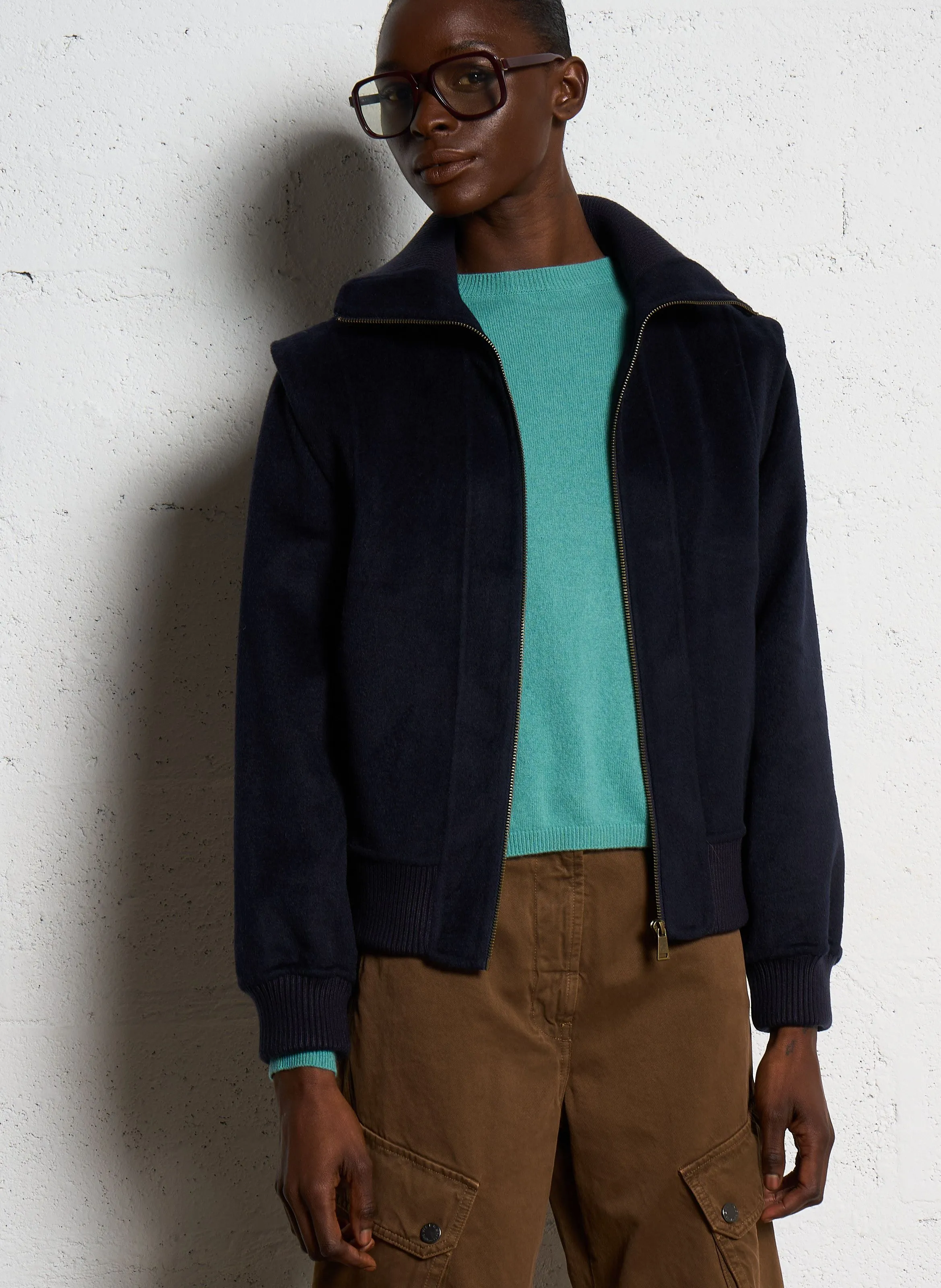 SANTONIN  CHAQUETA RECTA DE MEZCLA DE LANA EN AZUL