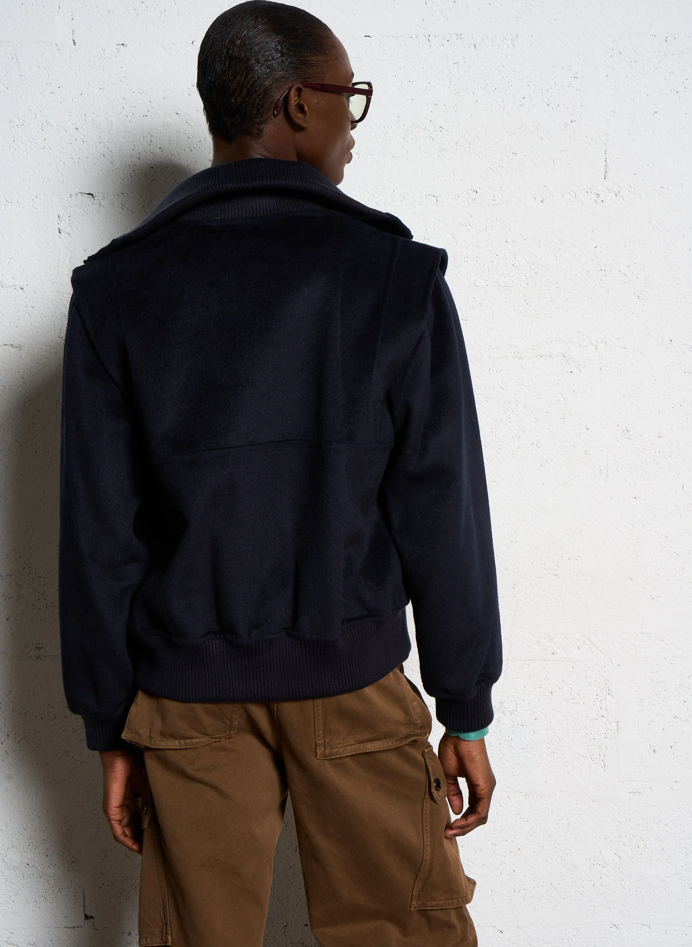 SANTONIN  CHAQUETA RECTA DE MEZCLA DE LANA EN AZUL