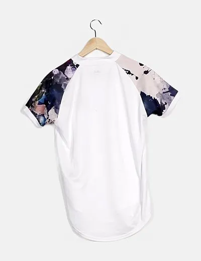 Siksilk Camiseta blanca mangas estampadas