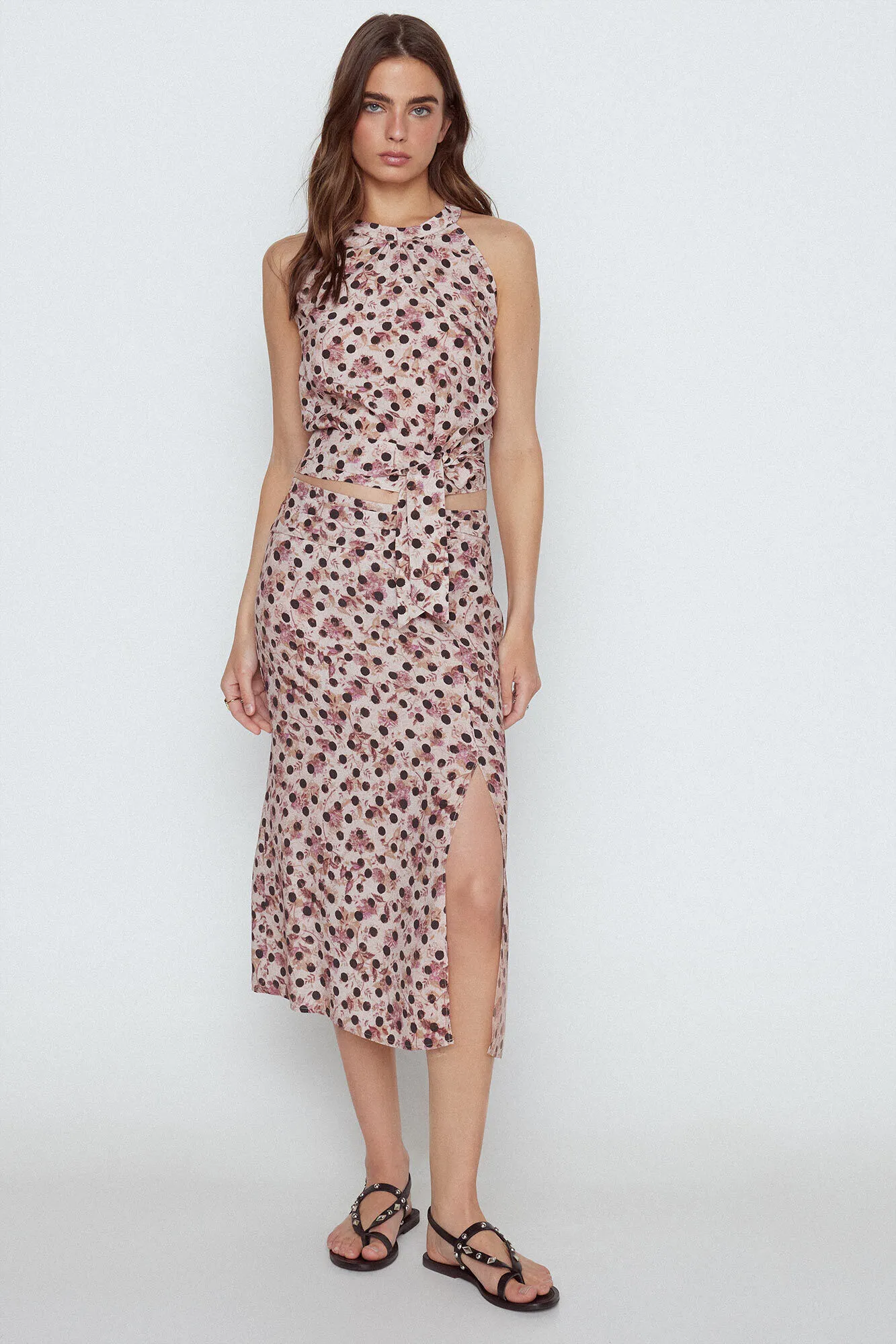 Slowlove Top halter nudo lunares