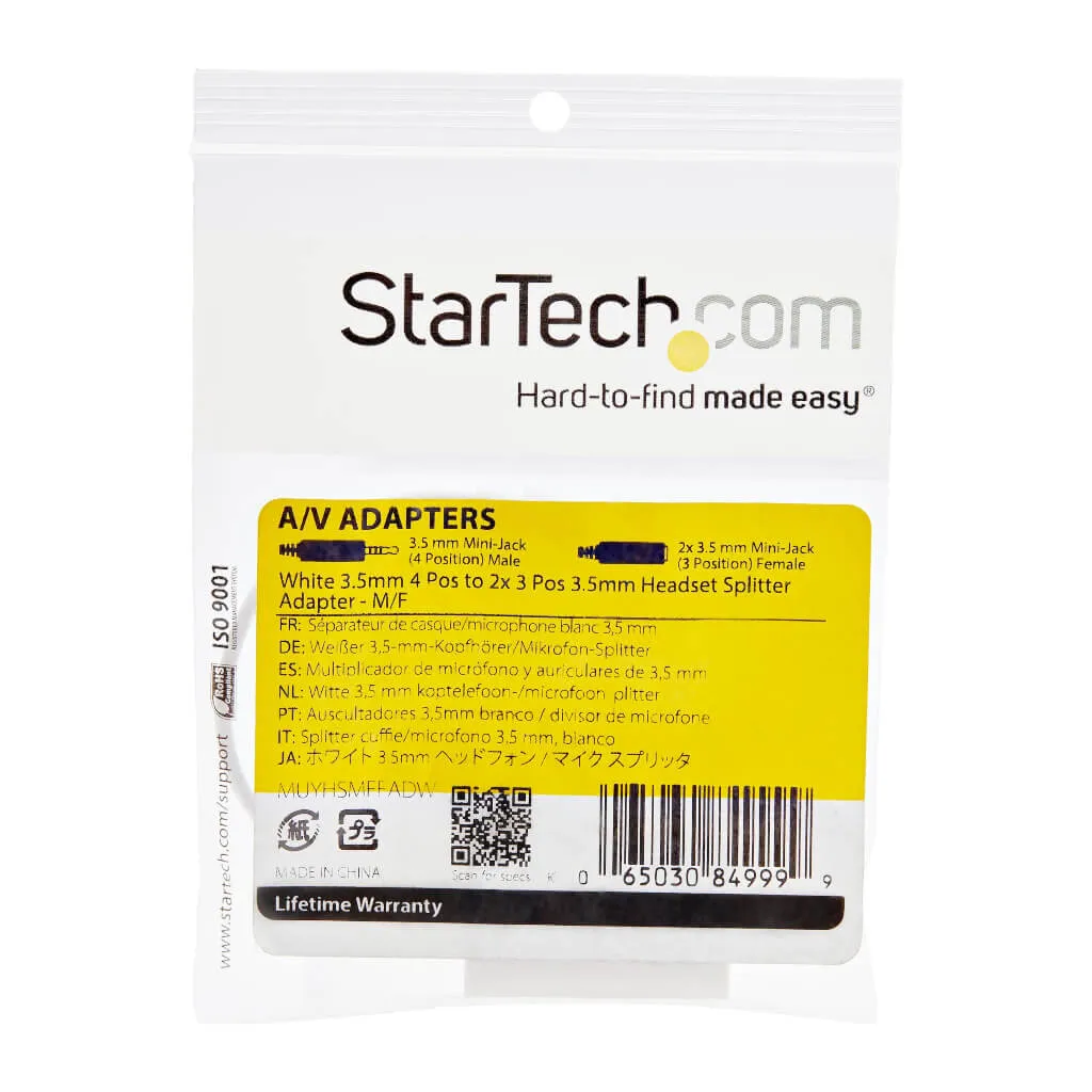 STARTECH ADAPTADOR DE AUDíFONOS CON MICRóFONO MINIJACK 3,5MM