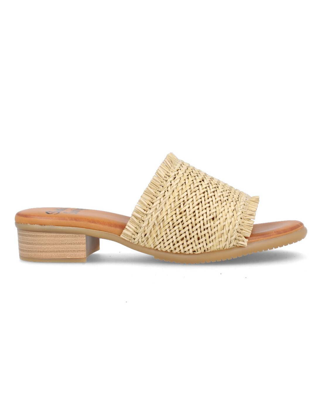STUDIO SCARPE  MULE TACóN TRENZADO NATURAL