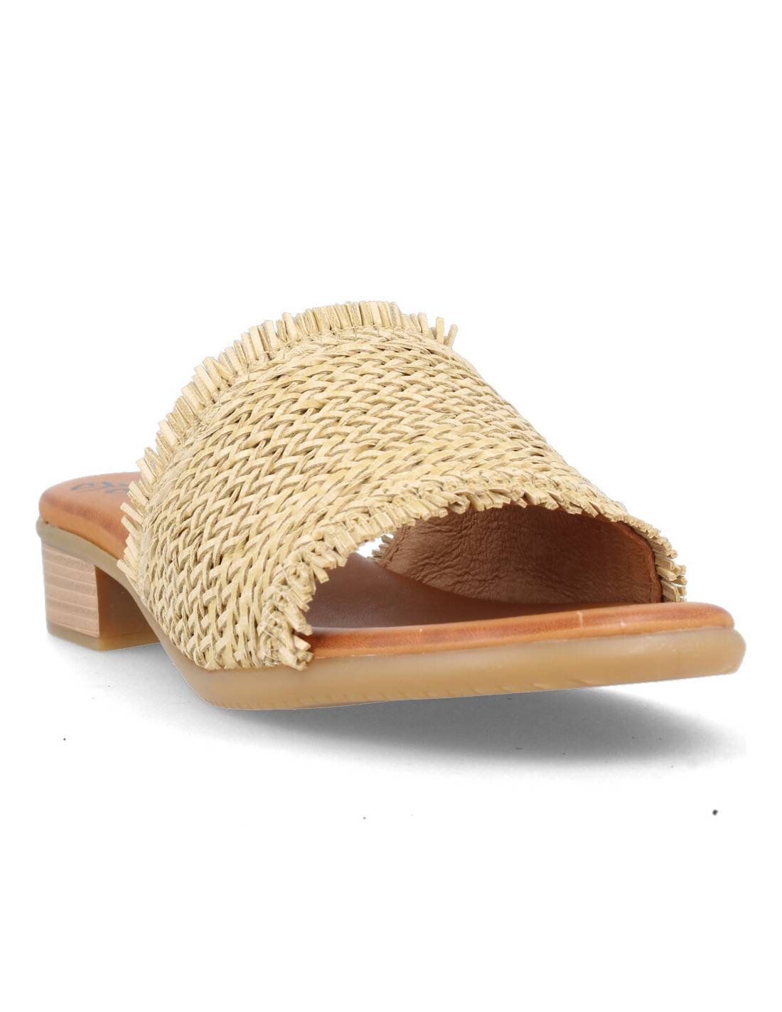 STUDIO SCARPE  MULE TACóN TRENZADO NATURAL