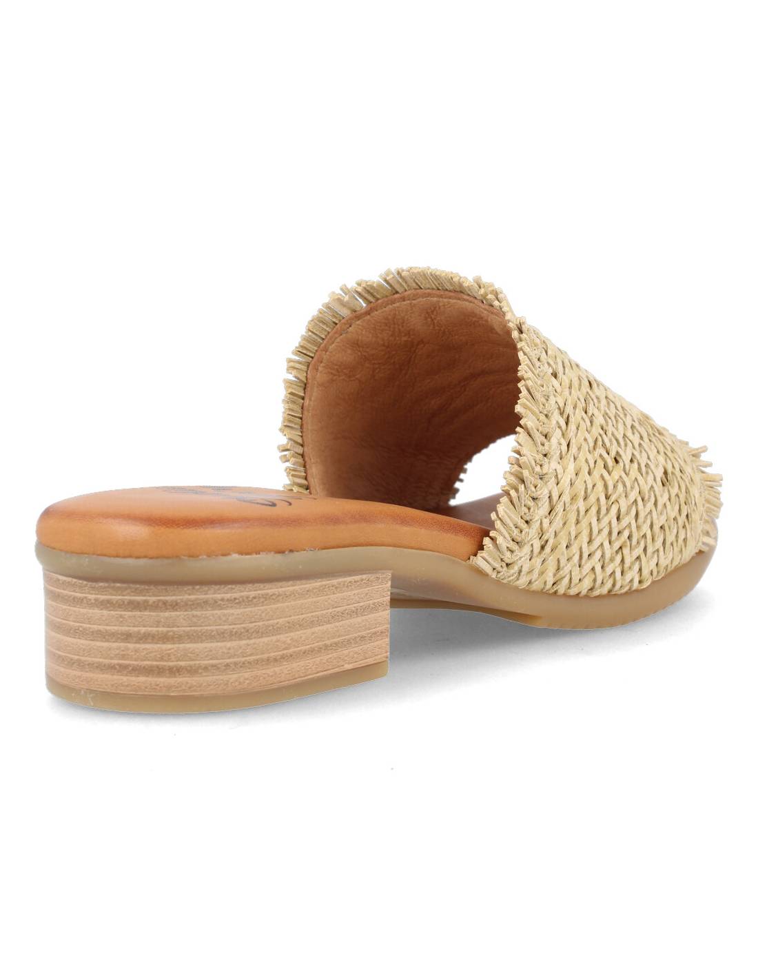STUDIO SCARPE  MULE TACóN TRENZADO NATURAL