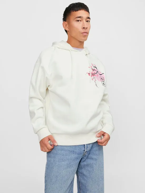 SUDADERA CON CAPUCHA BLANCA ESTAMPADAJORZANE