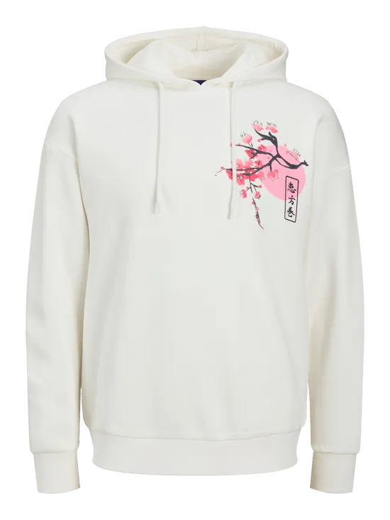 SUDADERA CON CAPUCHA BLANCA ESTAMPADAJORZANE