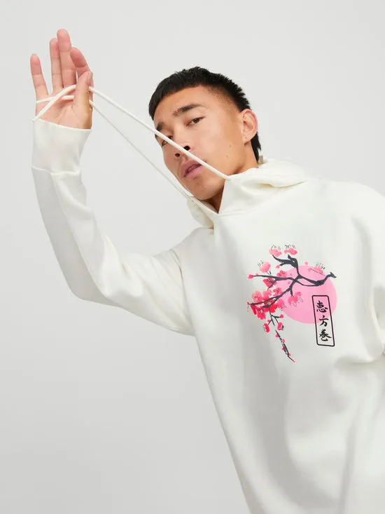 SUDADERA CON CAPUCHA BLANCA ESTAMPADAJORZANE
