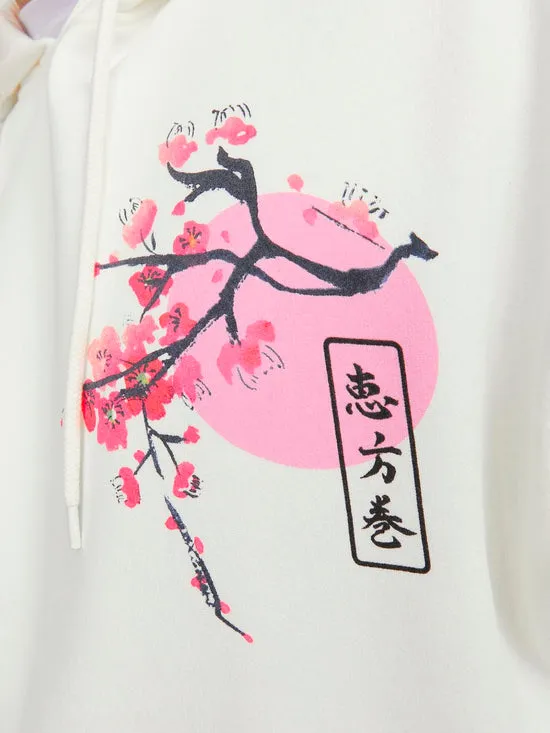 SUDADERA CON CAPUCHA BLANCA ESTAMPADAJORZANE