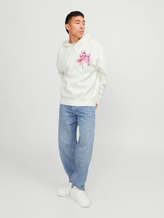 SUDADERA CON CAPUCHA BLANCA ESTAMPADAJORZANE