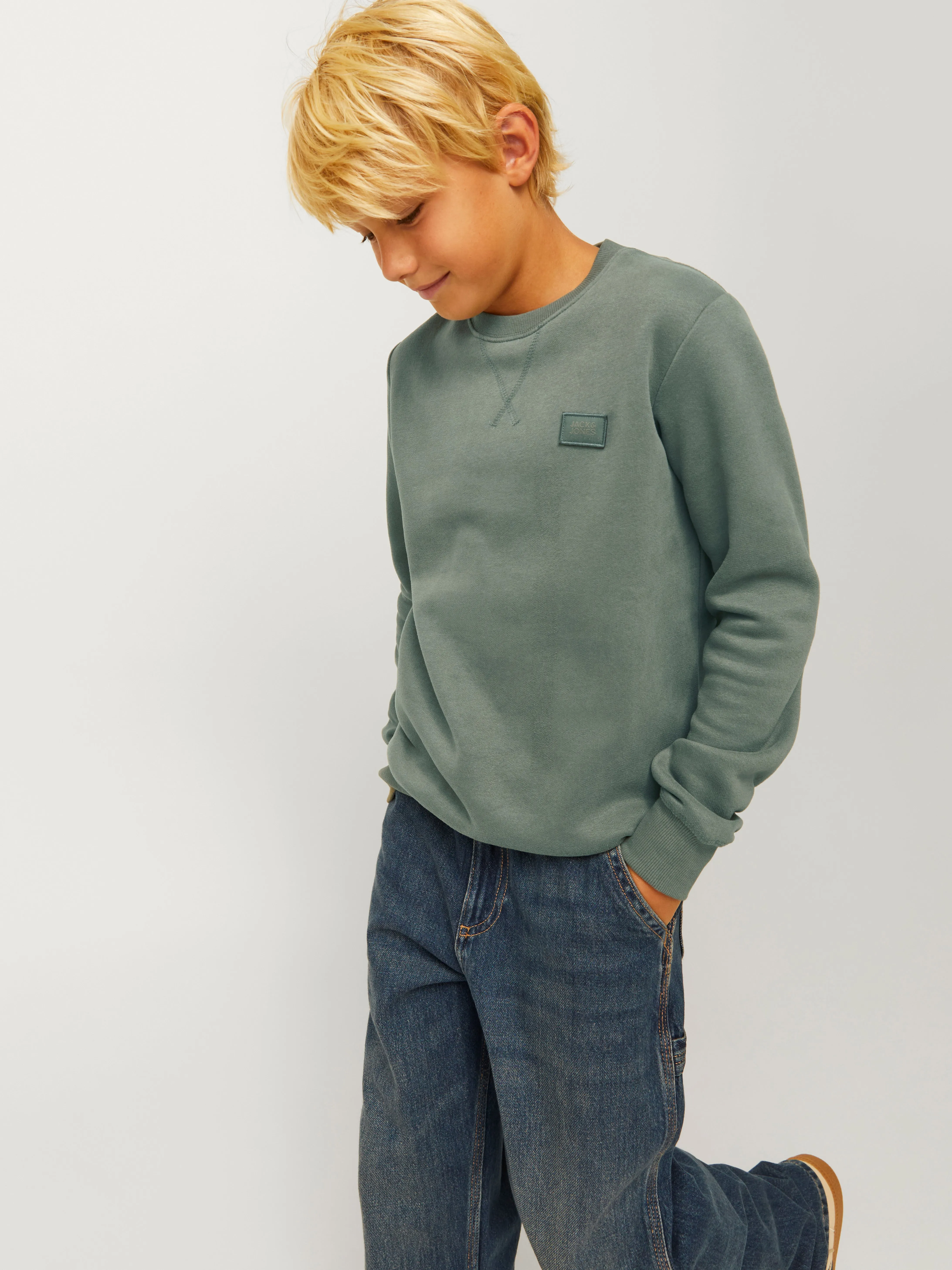 Sudadera Liso Junior | Verde intermedio | Jack & Jones®