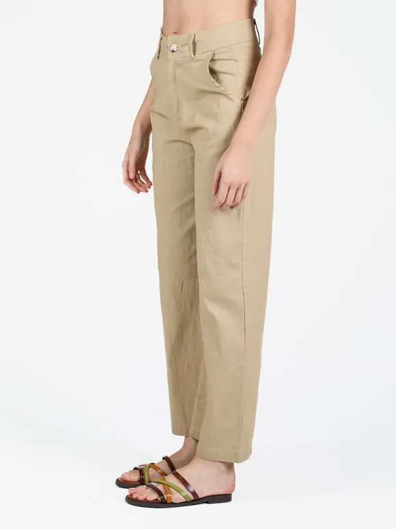 Sweet Miss Pantalón mujer mezcla de lino y algodón