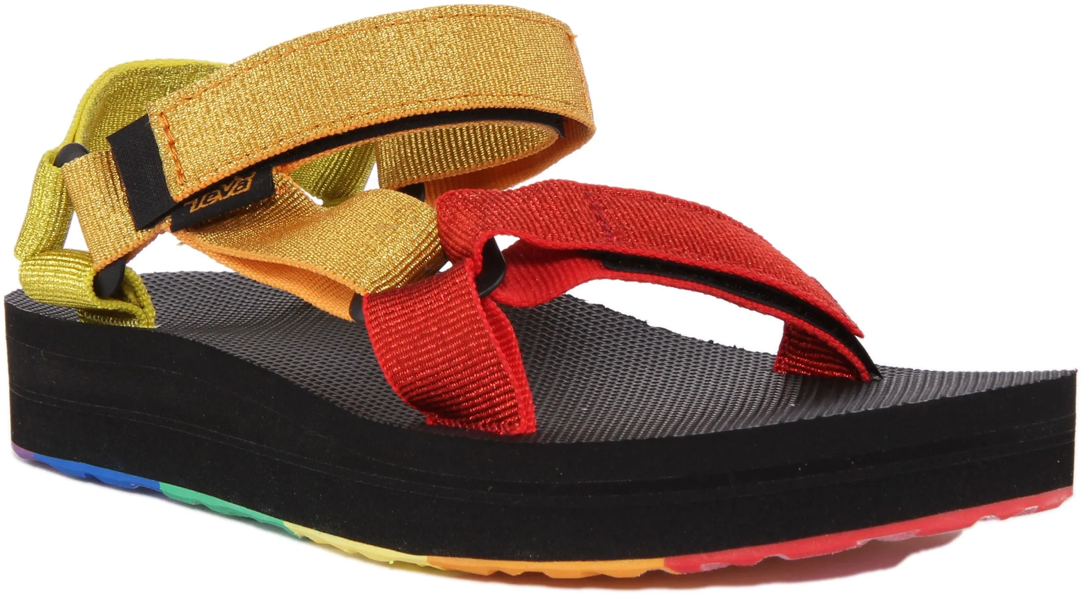 Teva Midform Universal Pride Sandalia vegana de tiras autoadherentes para mujer en multicolor