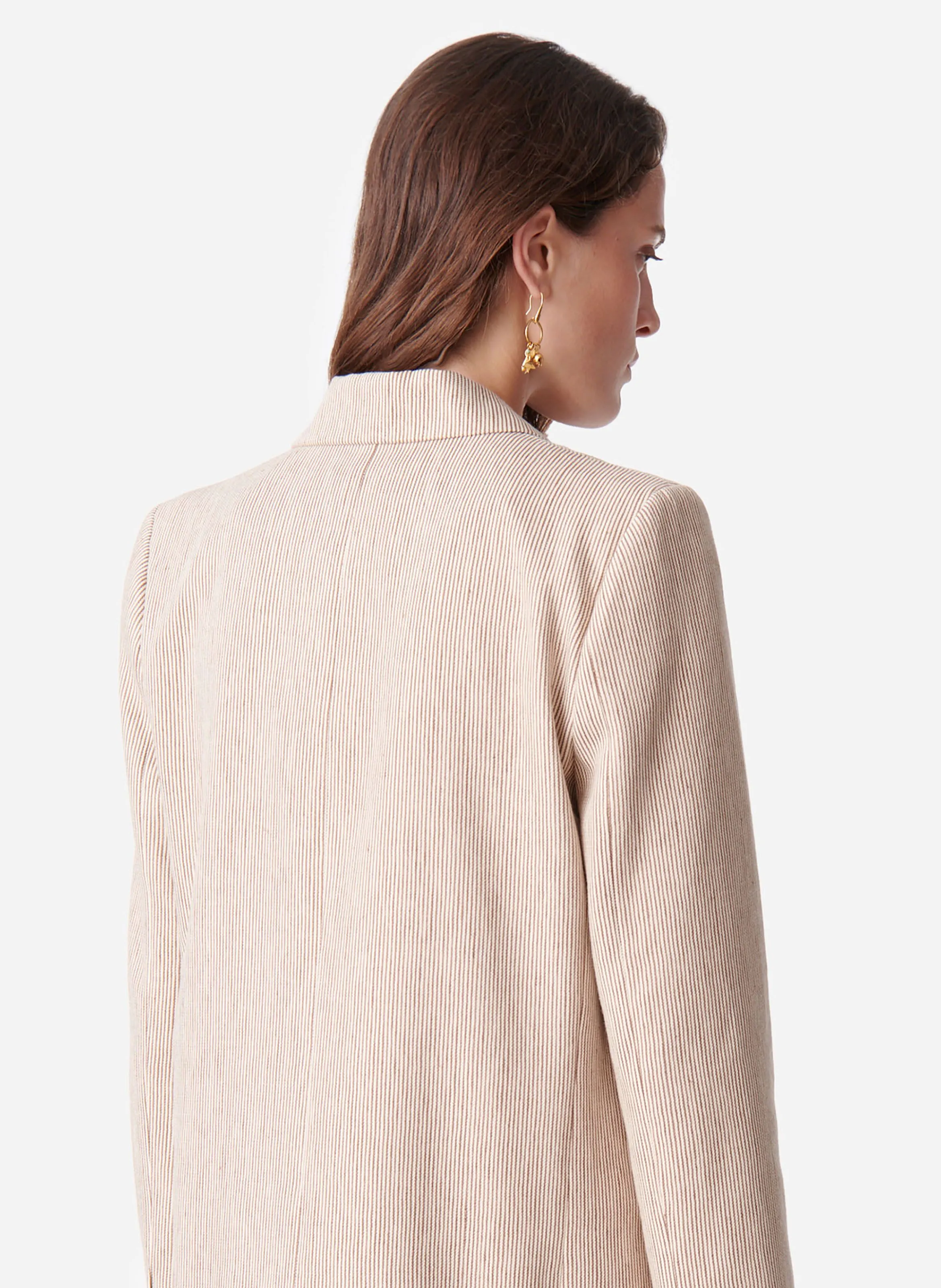 TILIA  CHAQUETA DE TRAJE DE ALGODóN Y LINO EN MARRON