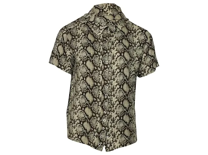 Top Céline de manga corta con estampado de serpiente en viscosa multicolor Impresión de pitón 