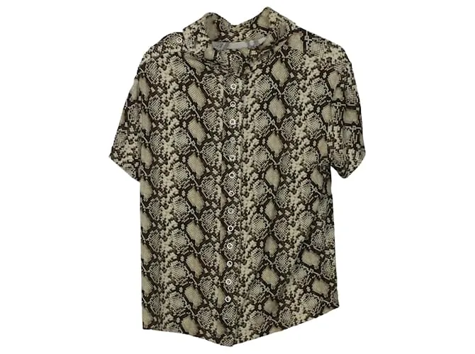 Top Céline de manga corta con estampado de serpiente en viscosa multicolor Impresión de pitón 