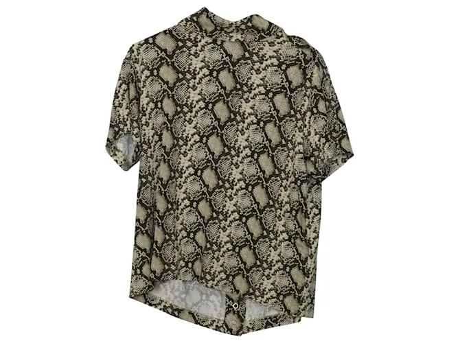 Top Céline de manga corta con estampado de serpiente en viscosa multicolor Impresión de pitón 