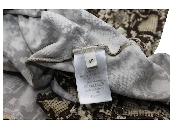 Top Céline de manga corta con estampado de serpiente en viscosa multicolor Impresión de pitón 