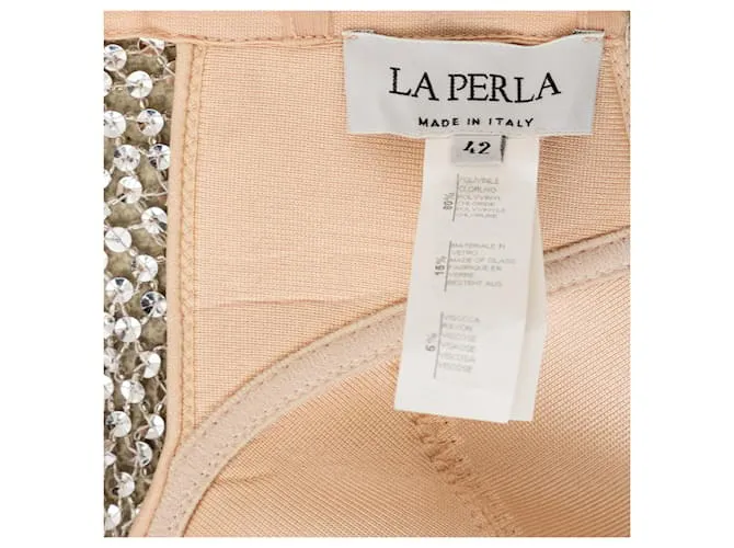 Top de malla con cuentas La Perla Plata 