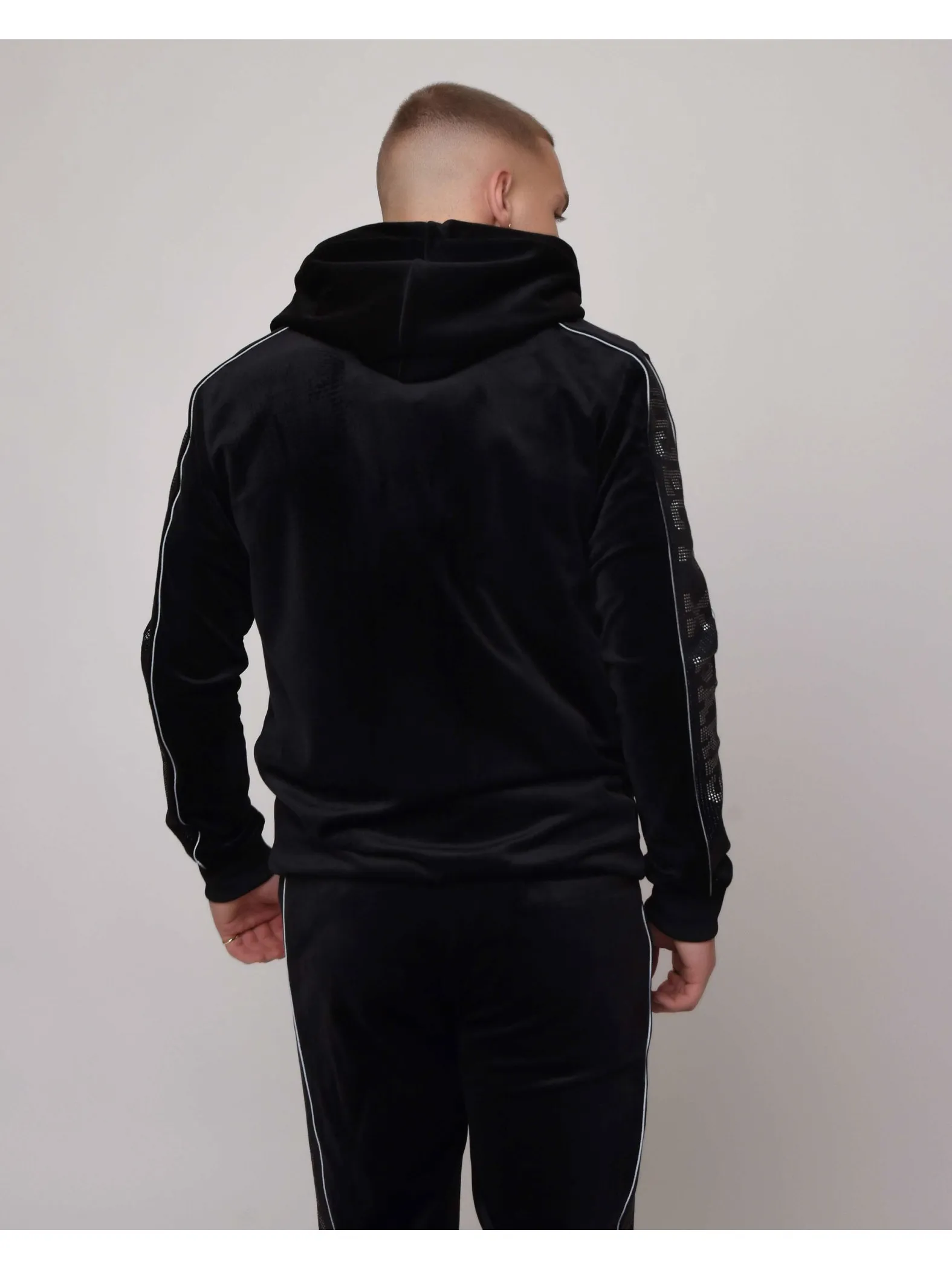 Veste à capuche bande logo strass