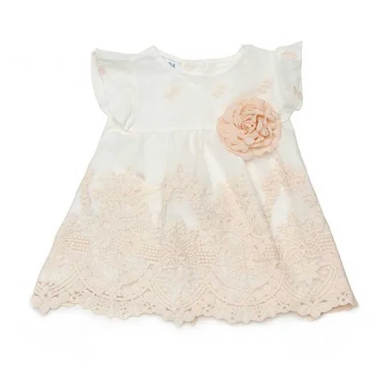 Vestido bebé vestir crudo con encaje de Juliana