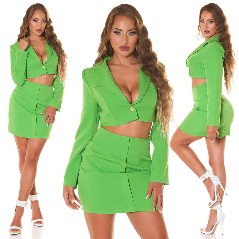 Vestido blazer con aberturas verde