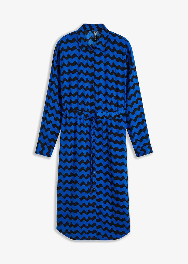 VESTIDO CAMISERO MIDI DE VISCOSA SOSTENIBLE NEGROAZUL áRTICO