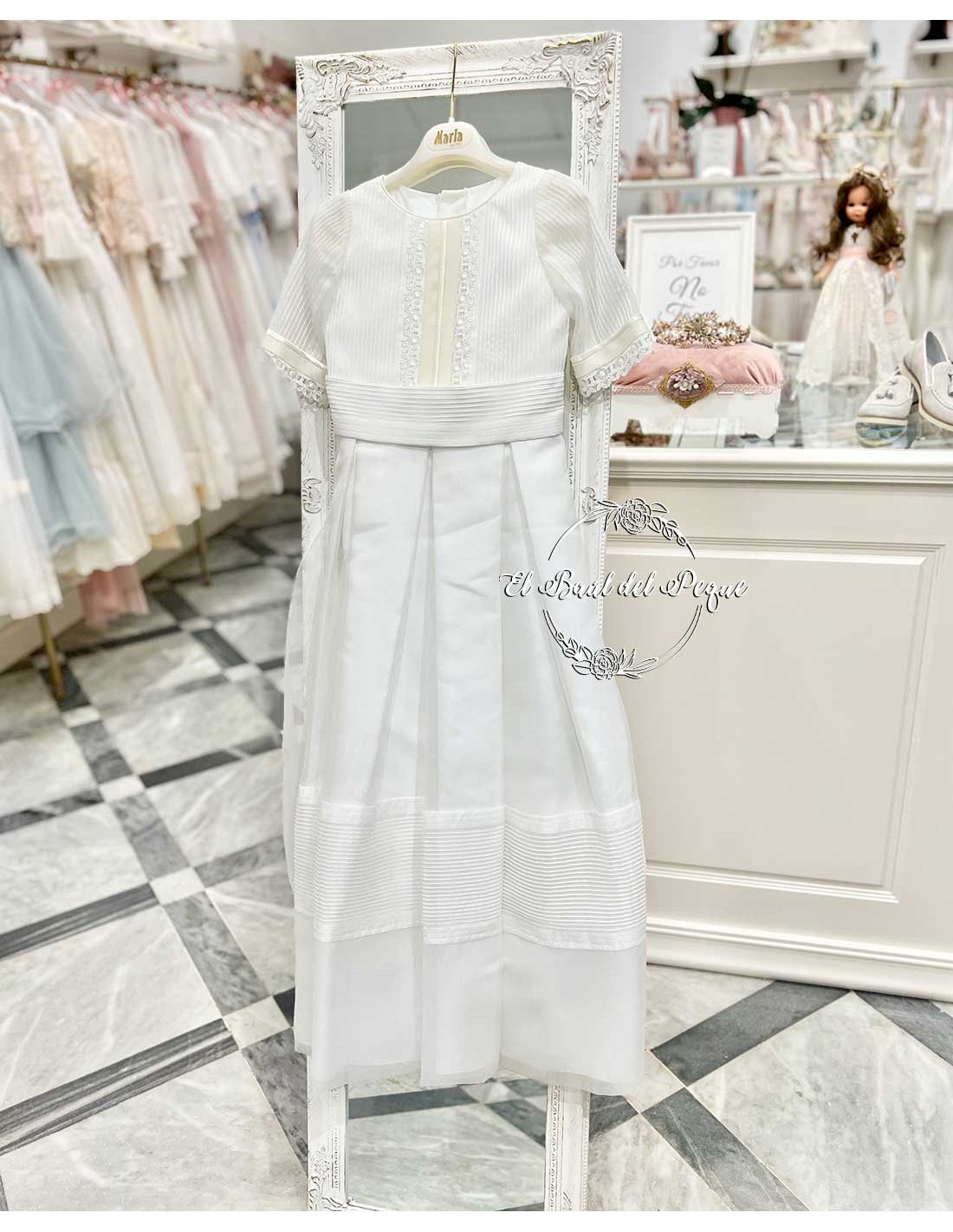 Vestido Comunión Blanco y Crudo De Blanco Comuniones