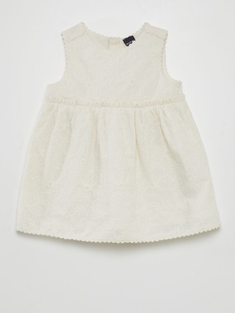 VESTIDO CON BORDADO INGLéS  BLANCO