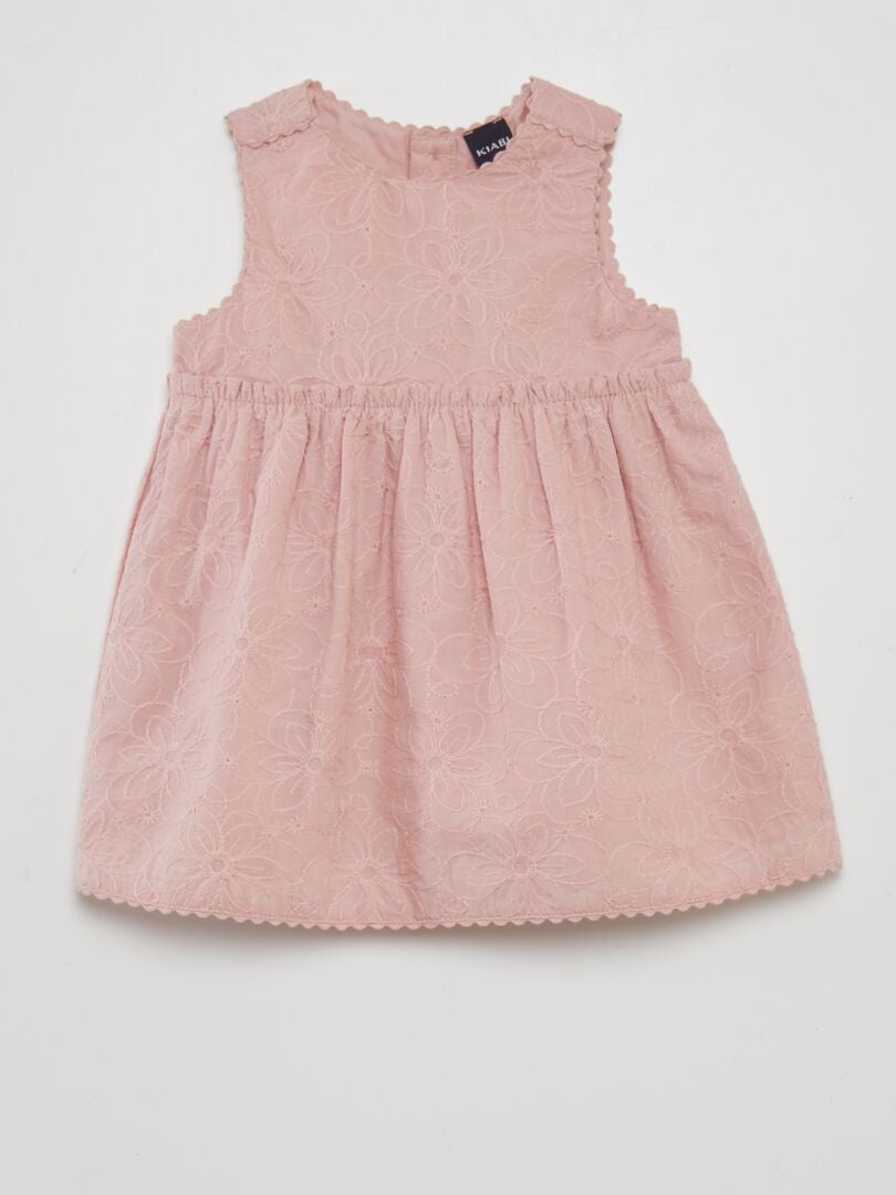 VESTIDO CON BORDADO INGLéS  PURPURA
