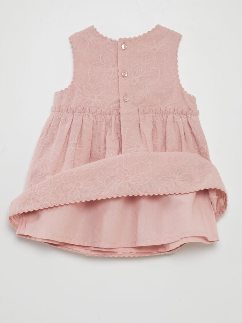 VESTIDO CON BORDADO INGLéS  PURPURA