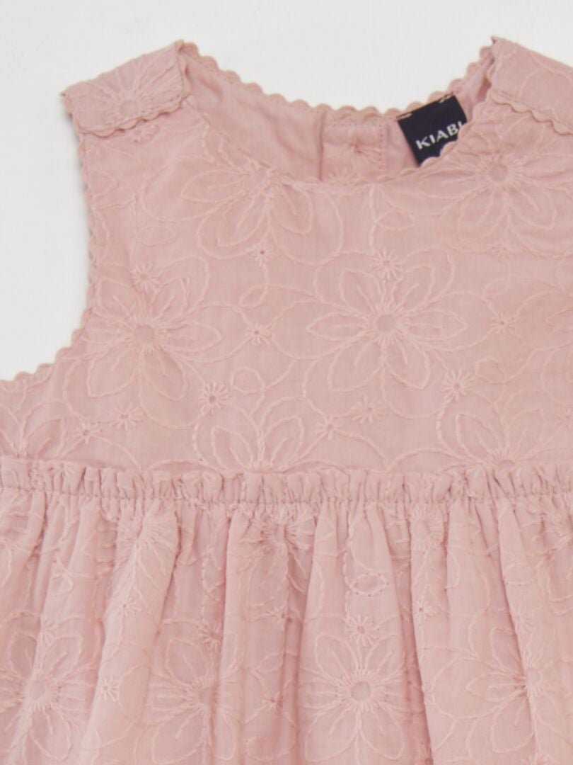 VESTIDO CON BORDADO INGLéS  PURPURA