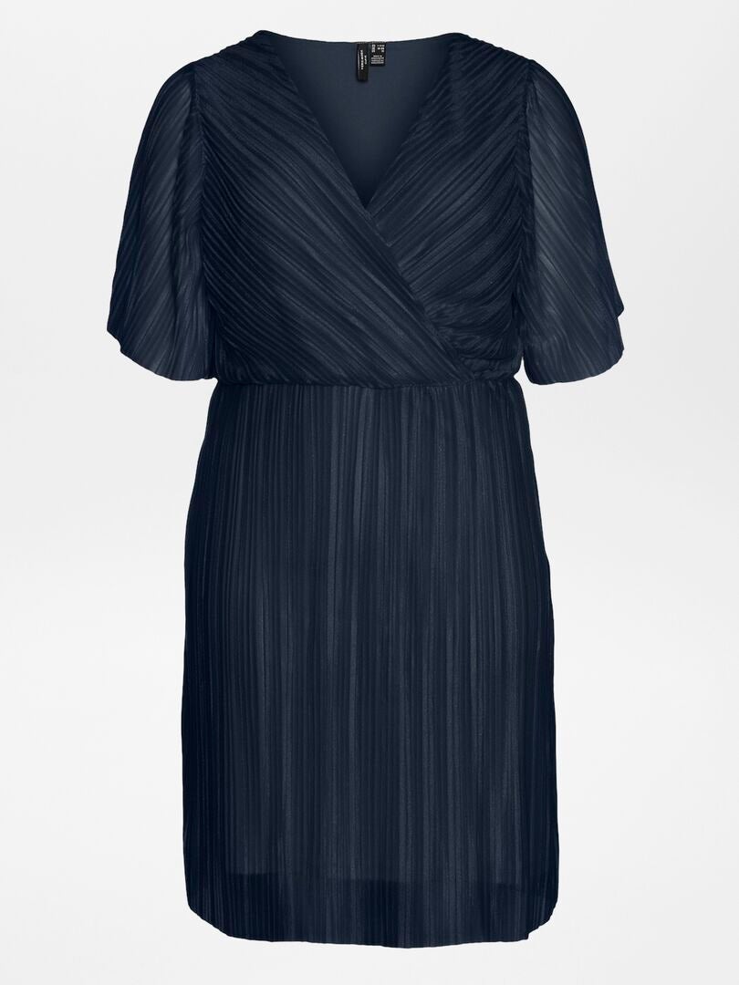 VESTIDO CORTO PLISADO 'VERO MODA CURVE'  AZUL