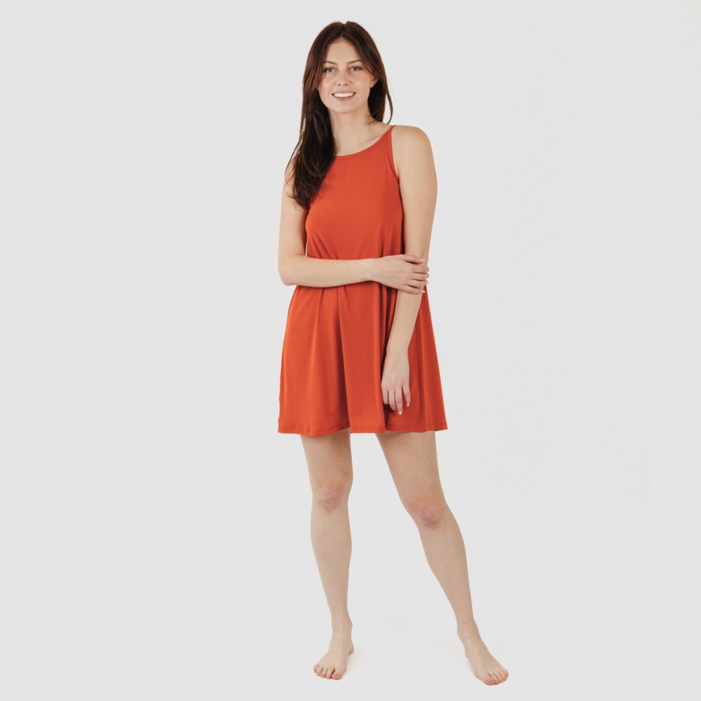 Vestido corto tirantes crepe liso
