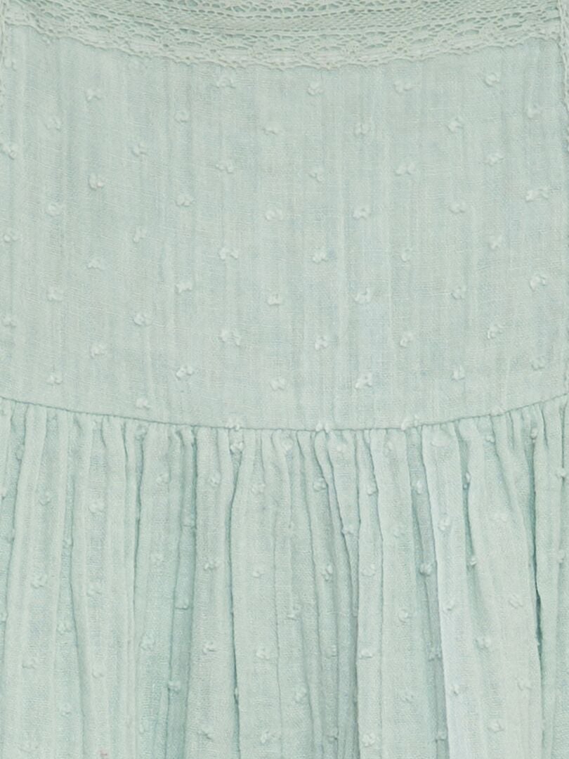 VESTIDO DE DOBLE GASA DE ALGODóN + BORDADO  AZUL