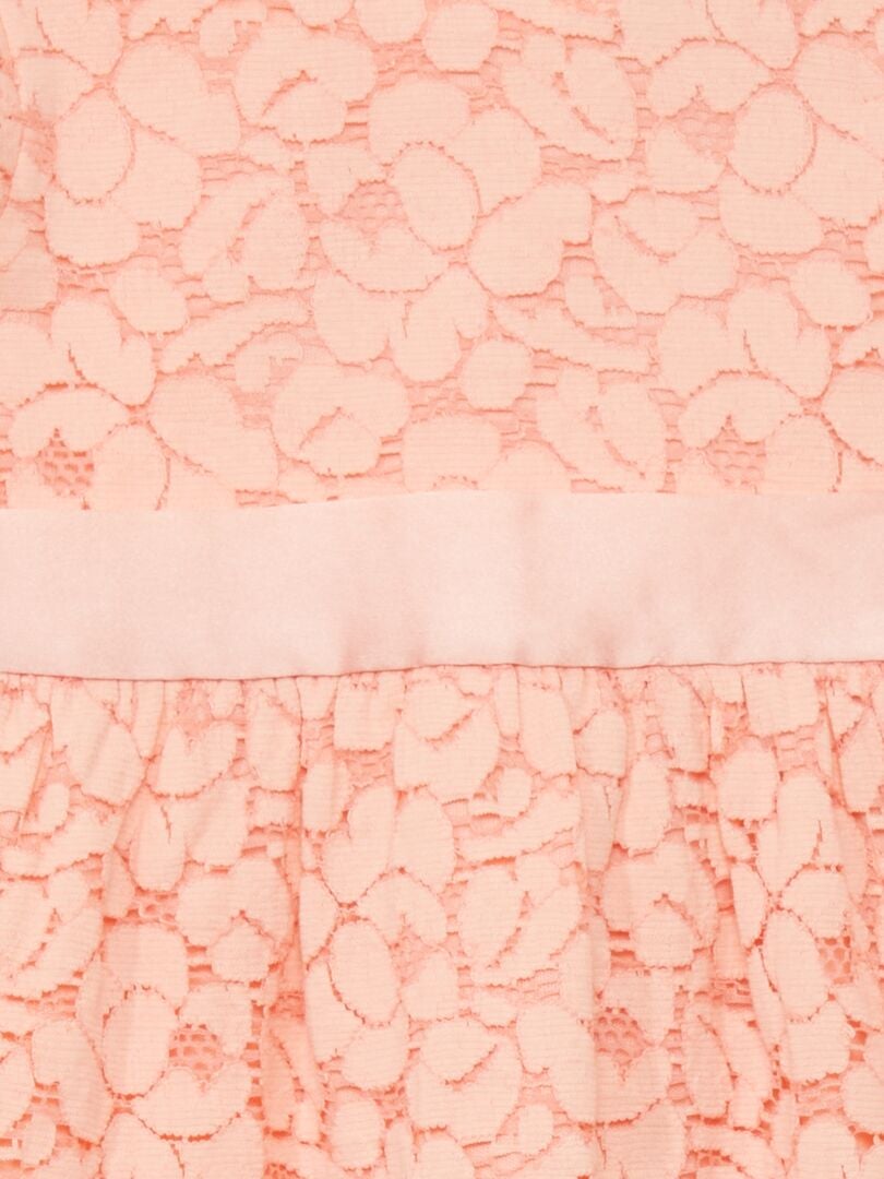 VESTIDO DE ENCAJE CON CINTURóN  ROSA