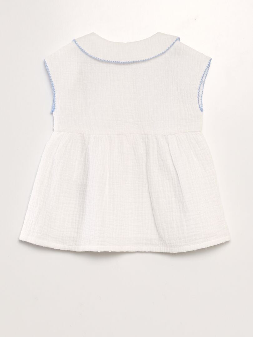 VESTIDO DE GASA DE ALGODóN CON PLUMETI  BLANCO