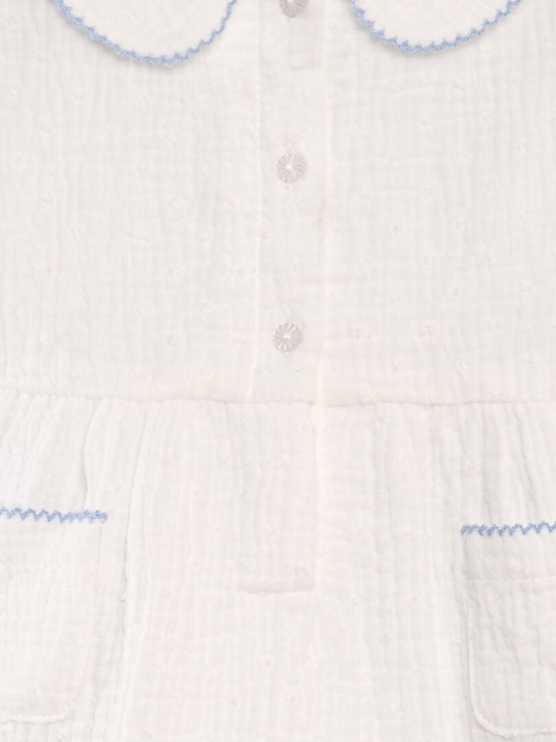VESTIDO DE GASA DE ALGODóN CON PLUMETI  BLANCO