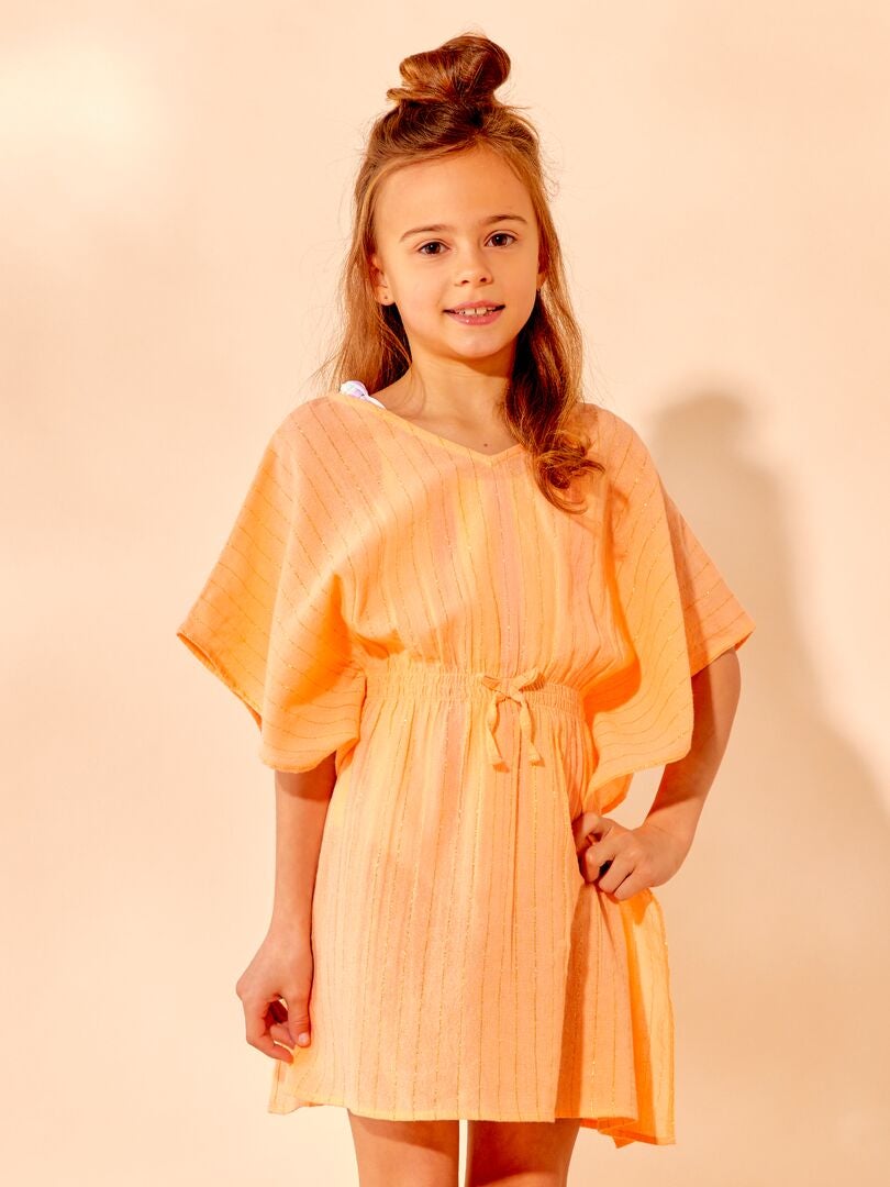 VESTIDO DE PLAYA CON FIBRA BRILLANTE  NARANJA