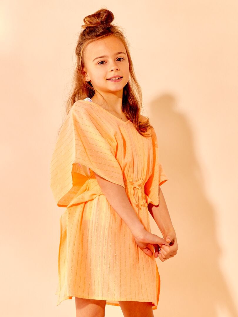 VESTIDO DE PLAYA CON FIBRA BRILLANTE  NARANJA